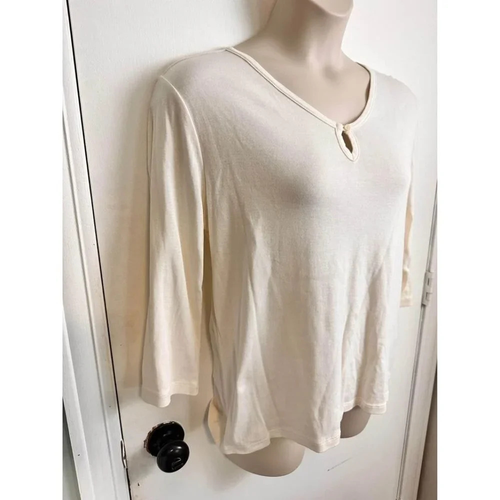 Anne Klein women's tops with key hole in White size XL #0761 - Picture 3 of 8